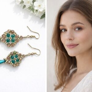 Chic Floral Beaded Earrings